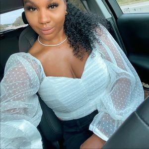 Missguided Brand, White Sheer Blouse, Size Medium, Worn Once